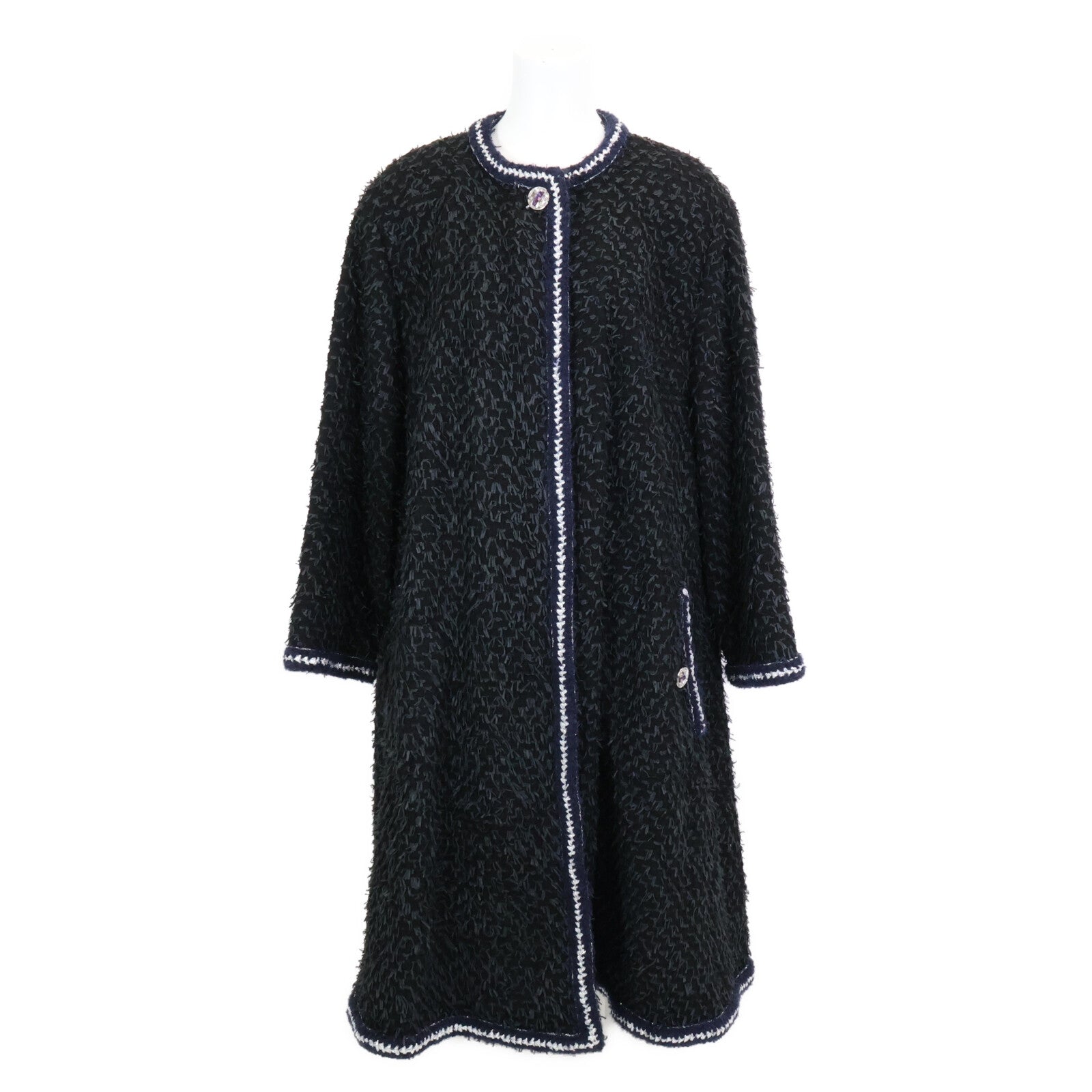 Chanel 22AW P73170V64561 Bijou Button Rayon Long Coat