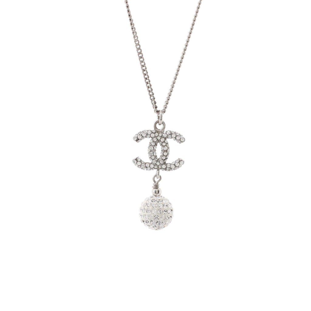 CC Drop Pendant Necklace Metal with Crystals
