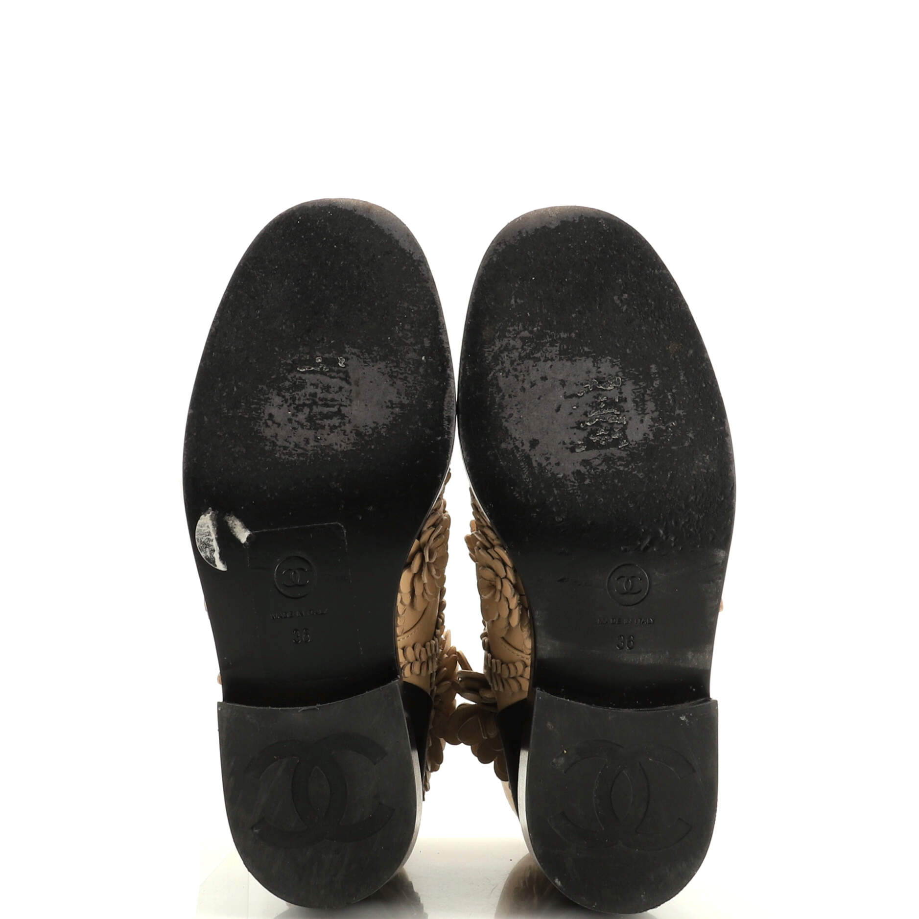 Women's CC Flowers Combat Boots Leather with Applique and Grosgrain