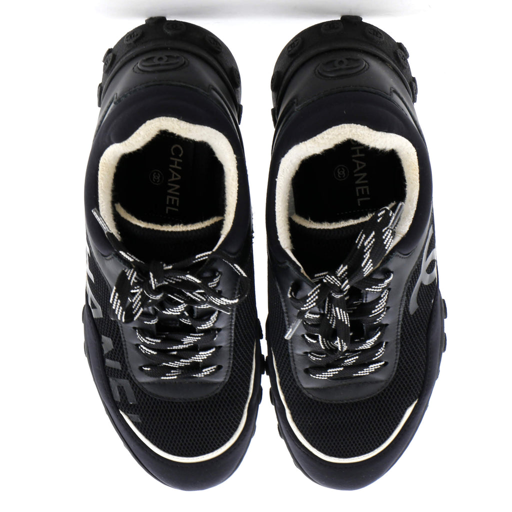 Women’s CC Logo Low-Top Sneakers Leather and Fabric with Suede