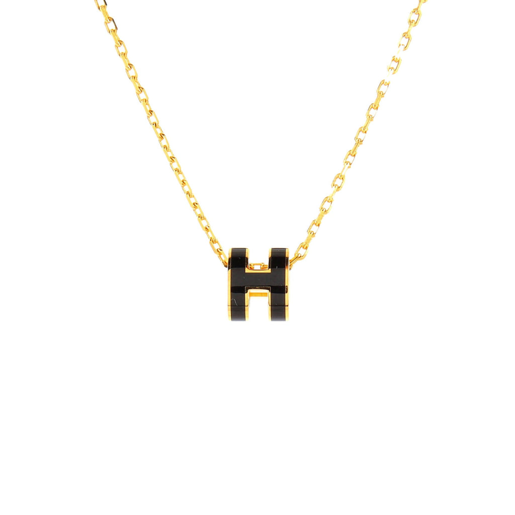 Pop H Pendant Chain Necklace Metal and Enamel Mini