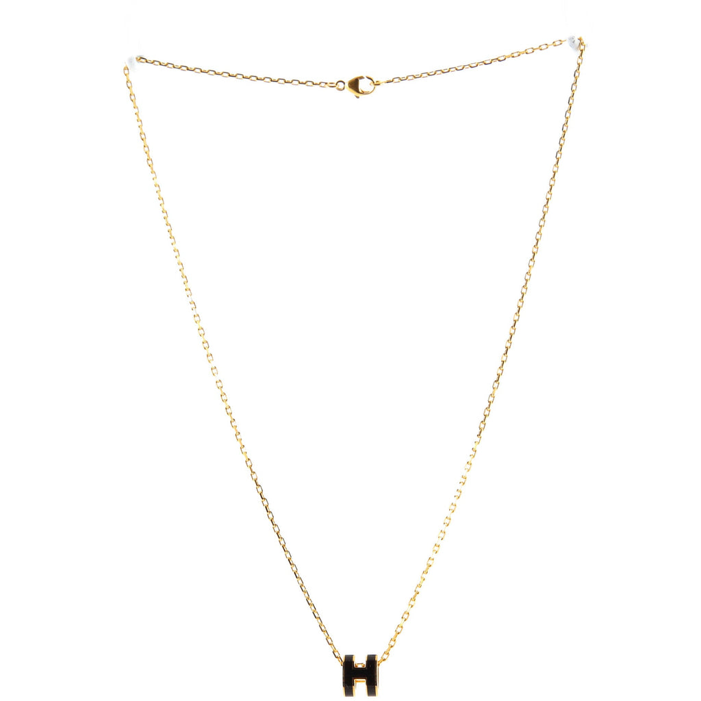 Pop H Pendant Chain Necklace Metal and Enamel Mini