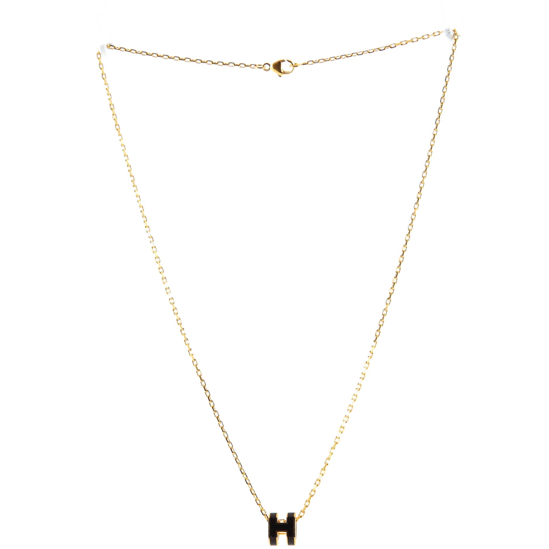 Pop H Pendant Chain Necklace Metal and Enamel Mini