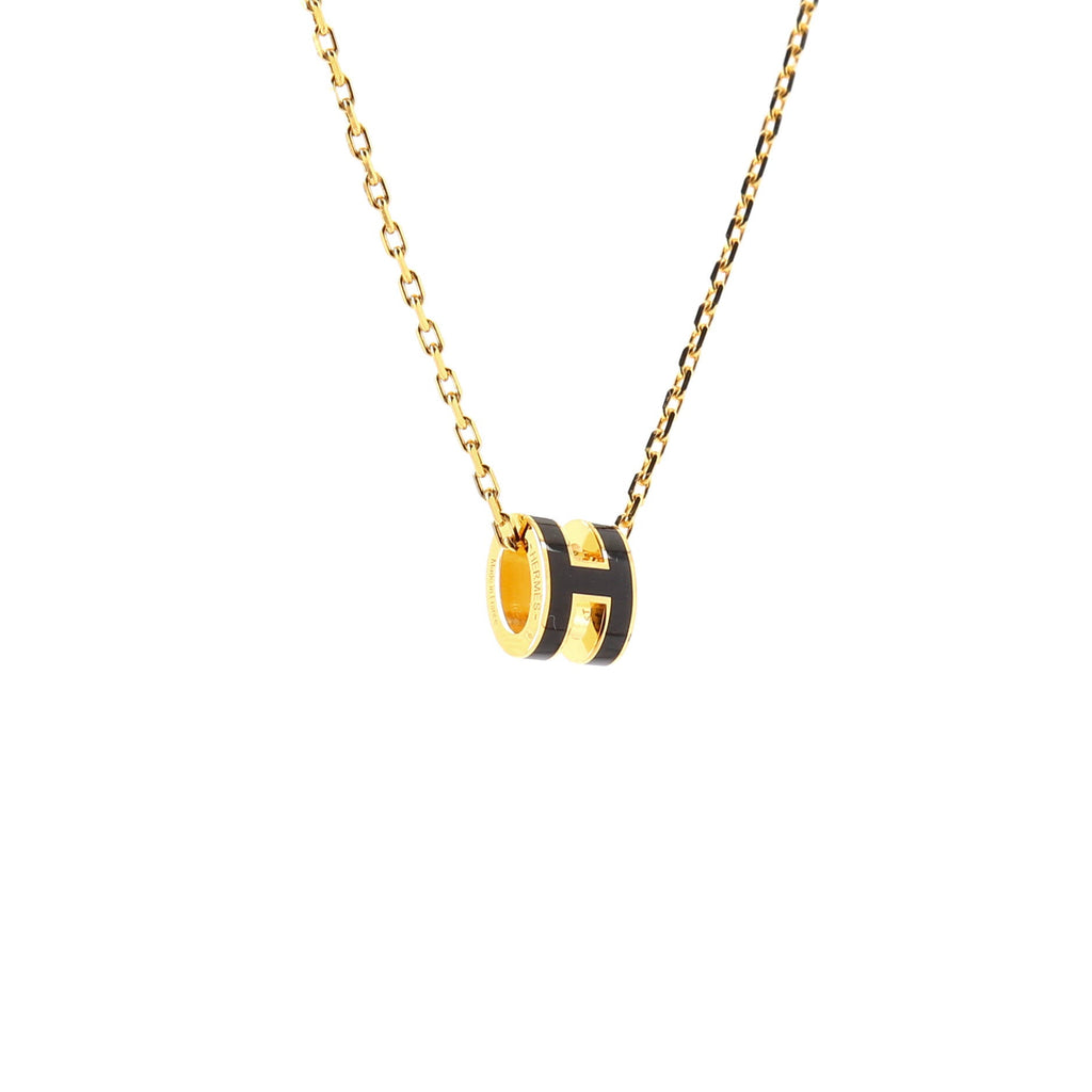 Pop H Pendant Chain Necklace Metal and Enamel Mini