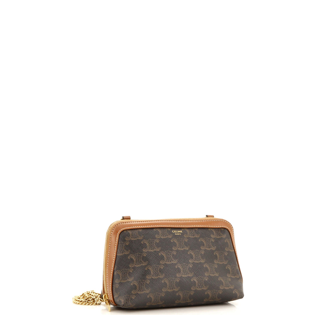 Zip Around Chain Clutch Triomphe Coated Canvas