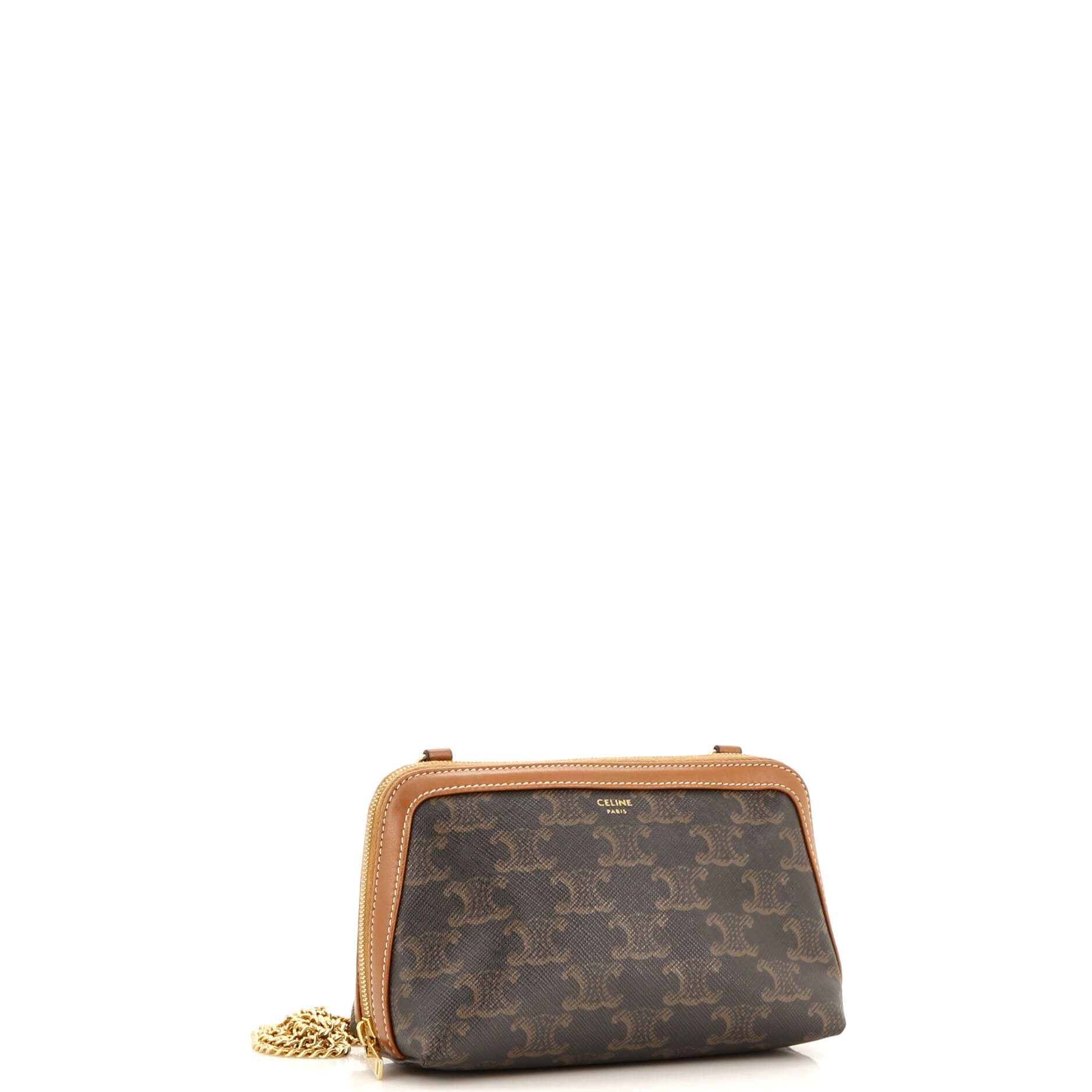 Zip Around Chain Clutch Triomphe Coated Canvas