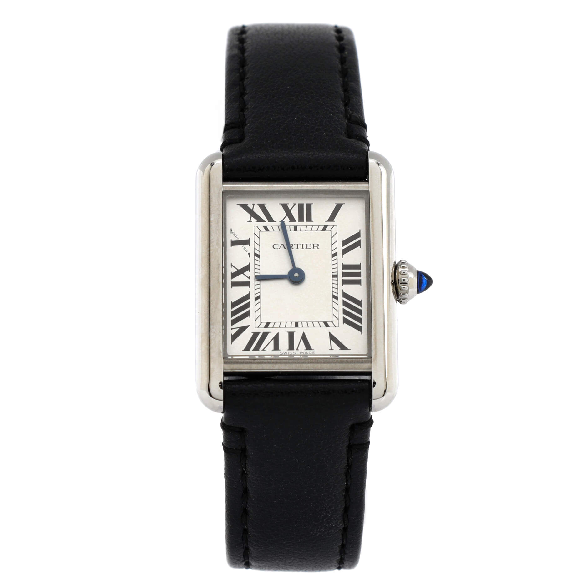 Must de Cartier SolarBeat Tank Quartz Watch Stainless Steel and Leather 22