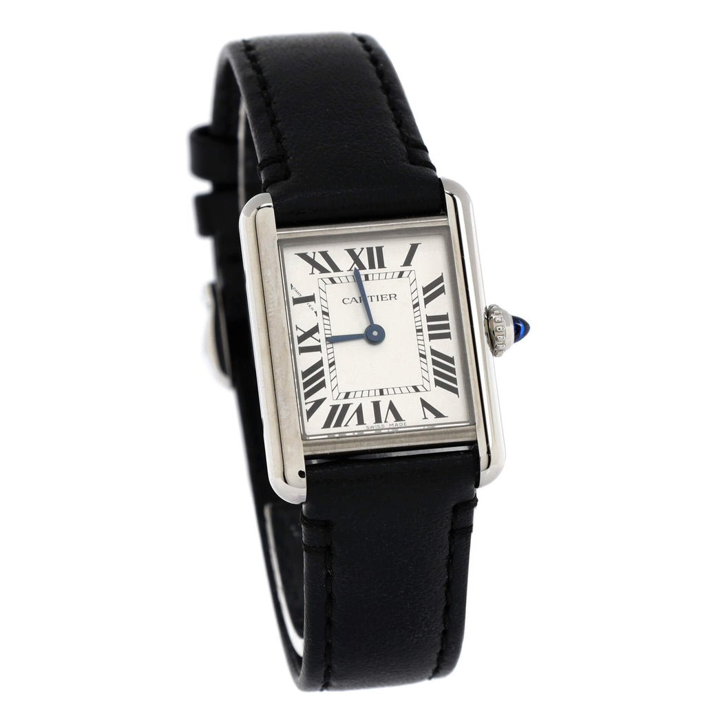 Must de Cartier SolarBeat Tank Quartz Watch Stainless Steel and Leather 22