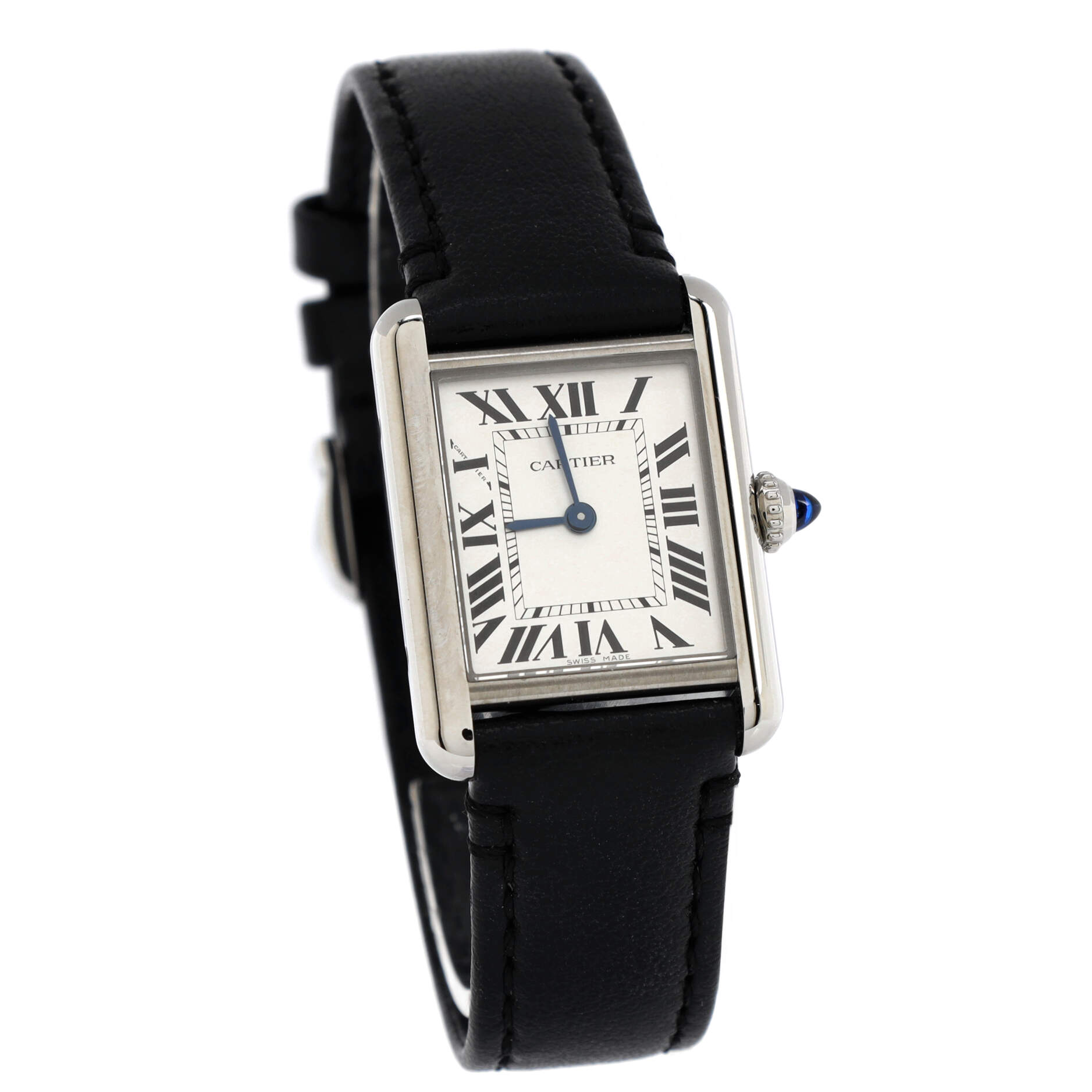 Must de Cartier SolarBeat Tank Quartz Watch Stainless Steel and Leather 22