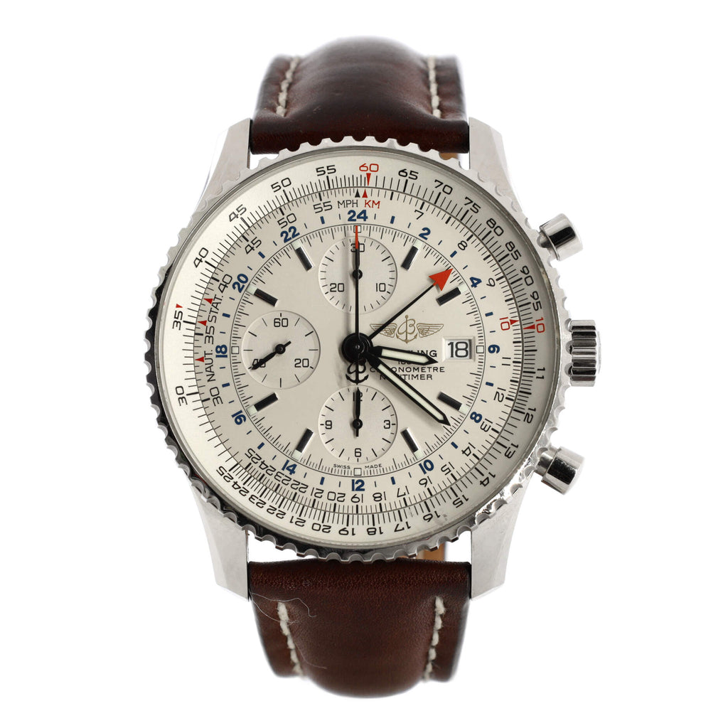 Navitimer 1884 World GMT Chronograph Automatic Watch Stainless Steel and Leather 46