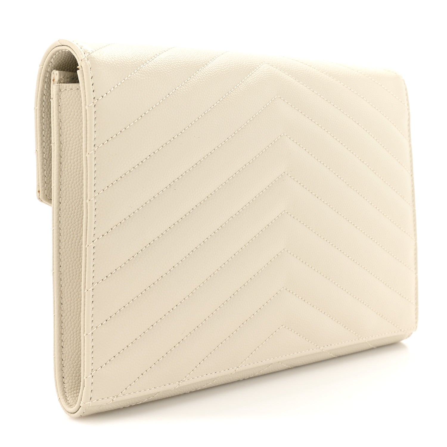 Grain De Poudre Matelasse Chevron Monogram Envelope Clutch Crema Soft