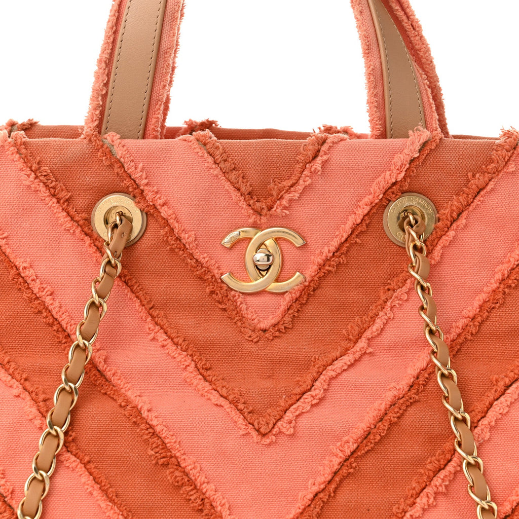 Canvas Chevron Cuba Patchwork Shopper Tote Orange