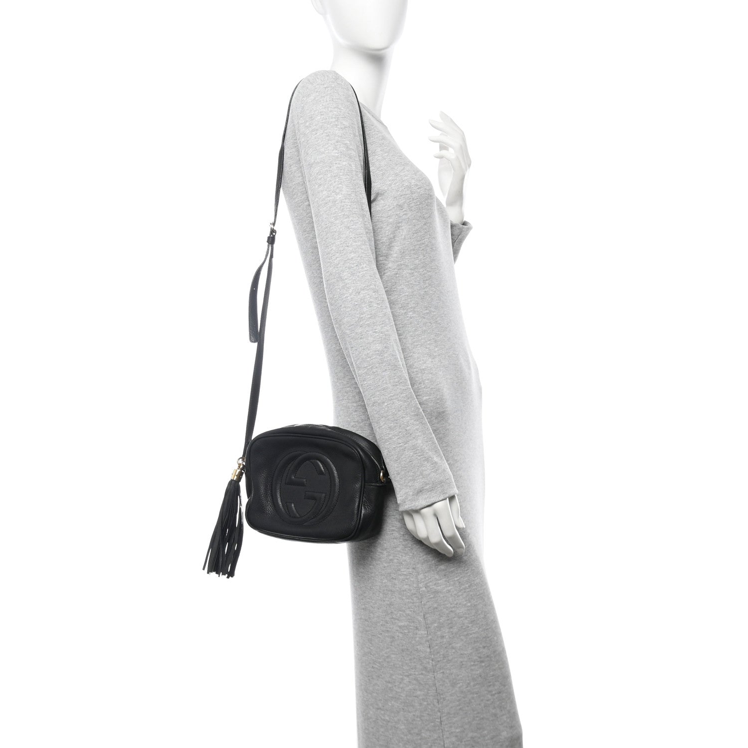 Pebbled Calfskin Small Soho Disco Bag Black