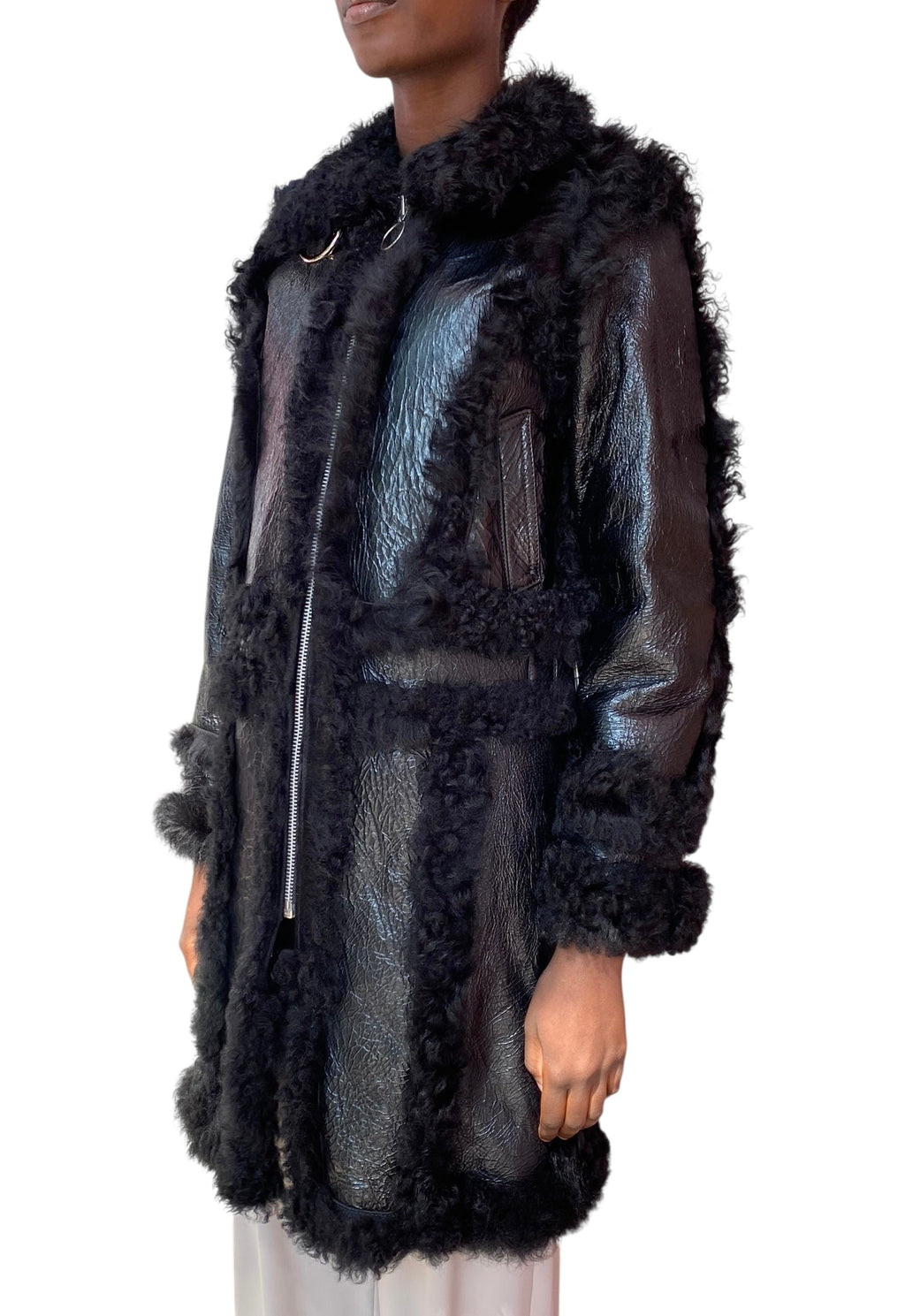 Marques Almeida Black Long Shearling Coat - S