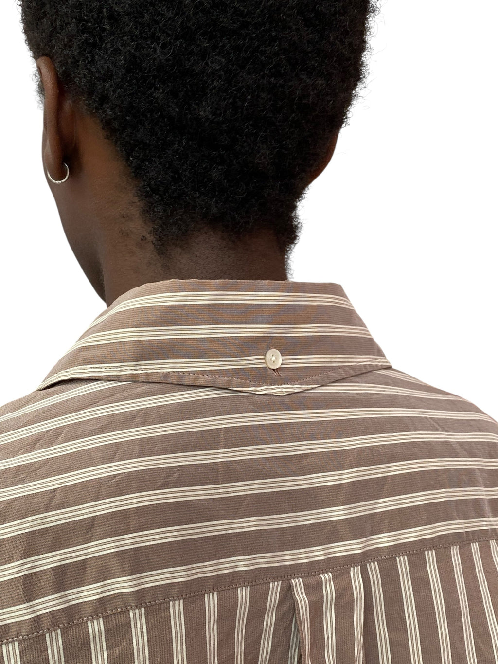 Lemaire Brown Striped Cotton Silk Blend Shirt - 38