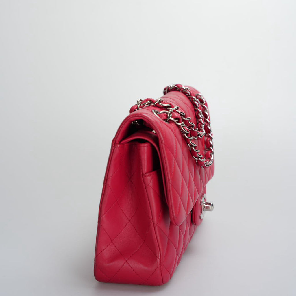 Chanel Red Medium Timeless Flap Bag with Silver Hardware