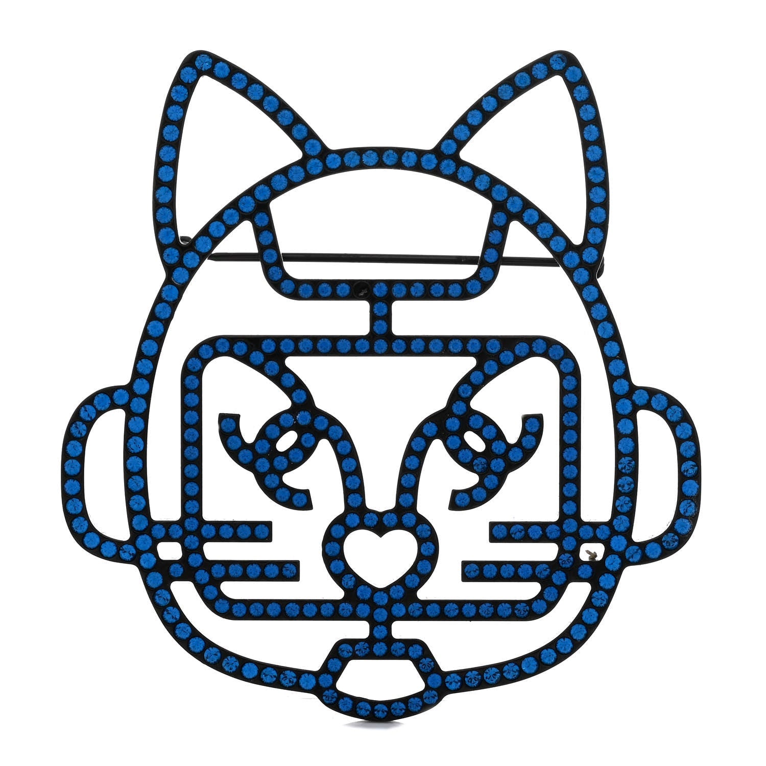 Strass Crystal Emoji Robot Cat Brooch Blue