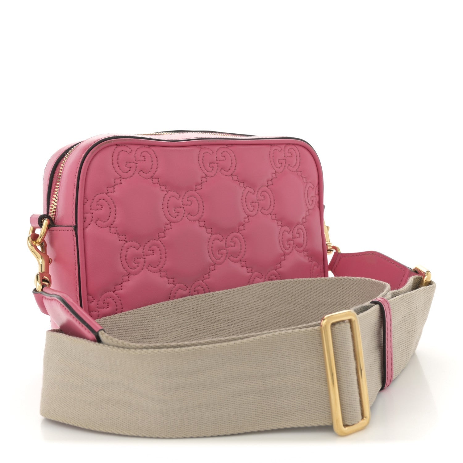 Calfskin GG Matelasse Small Shoulder Bag Rhodamine Pink Natural