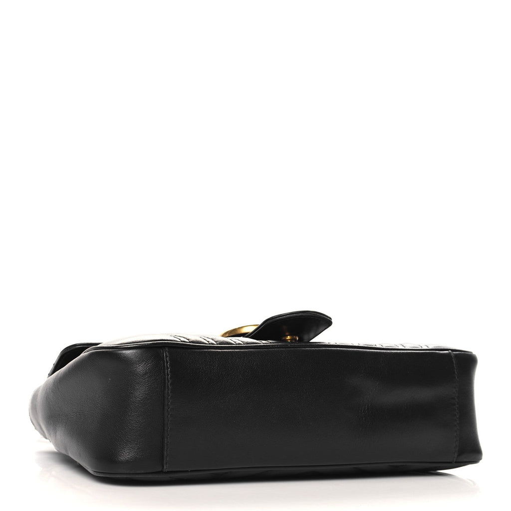 Calfskin Matelasse Small GG Marmont Shoulder Bag Black