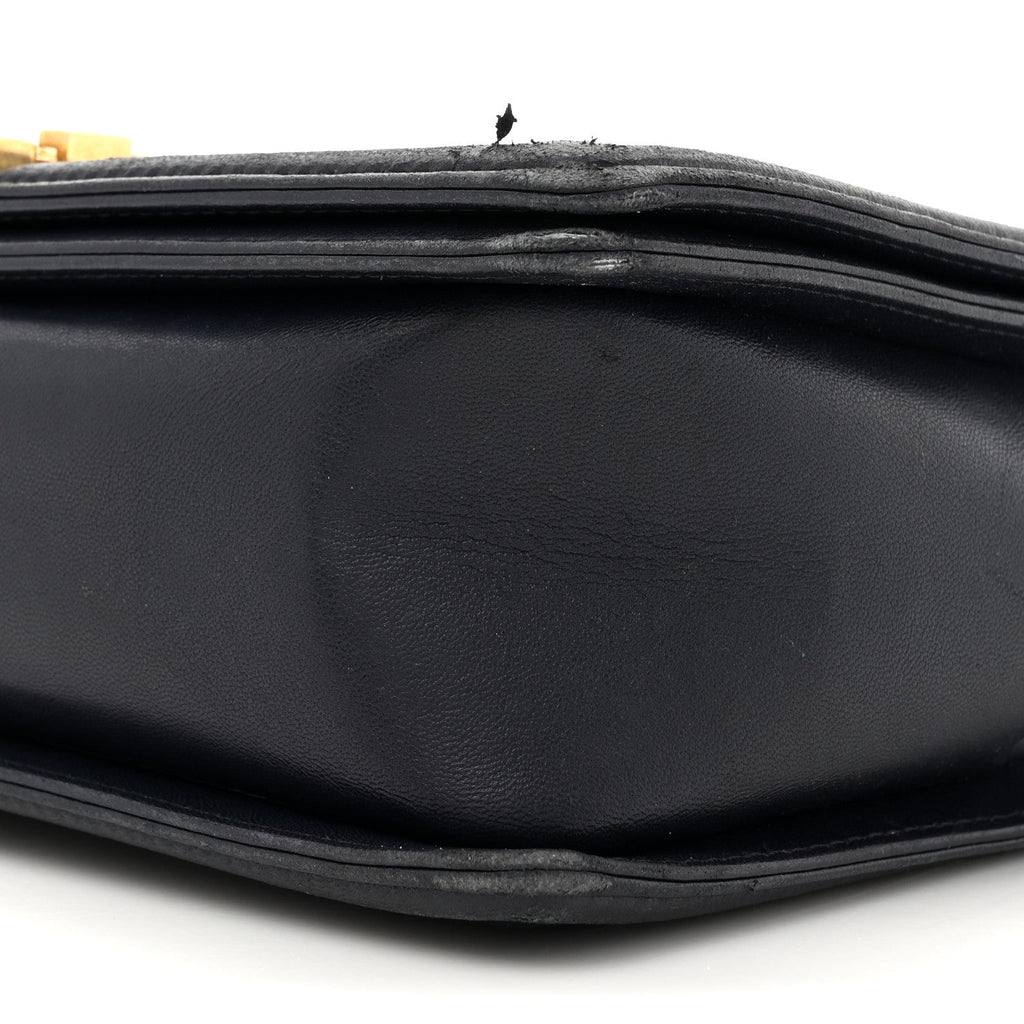 Lambskin Quilted Medium Boy Flap Dark Navy
