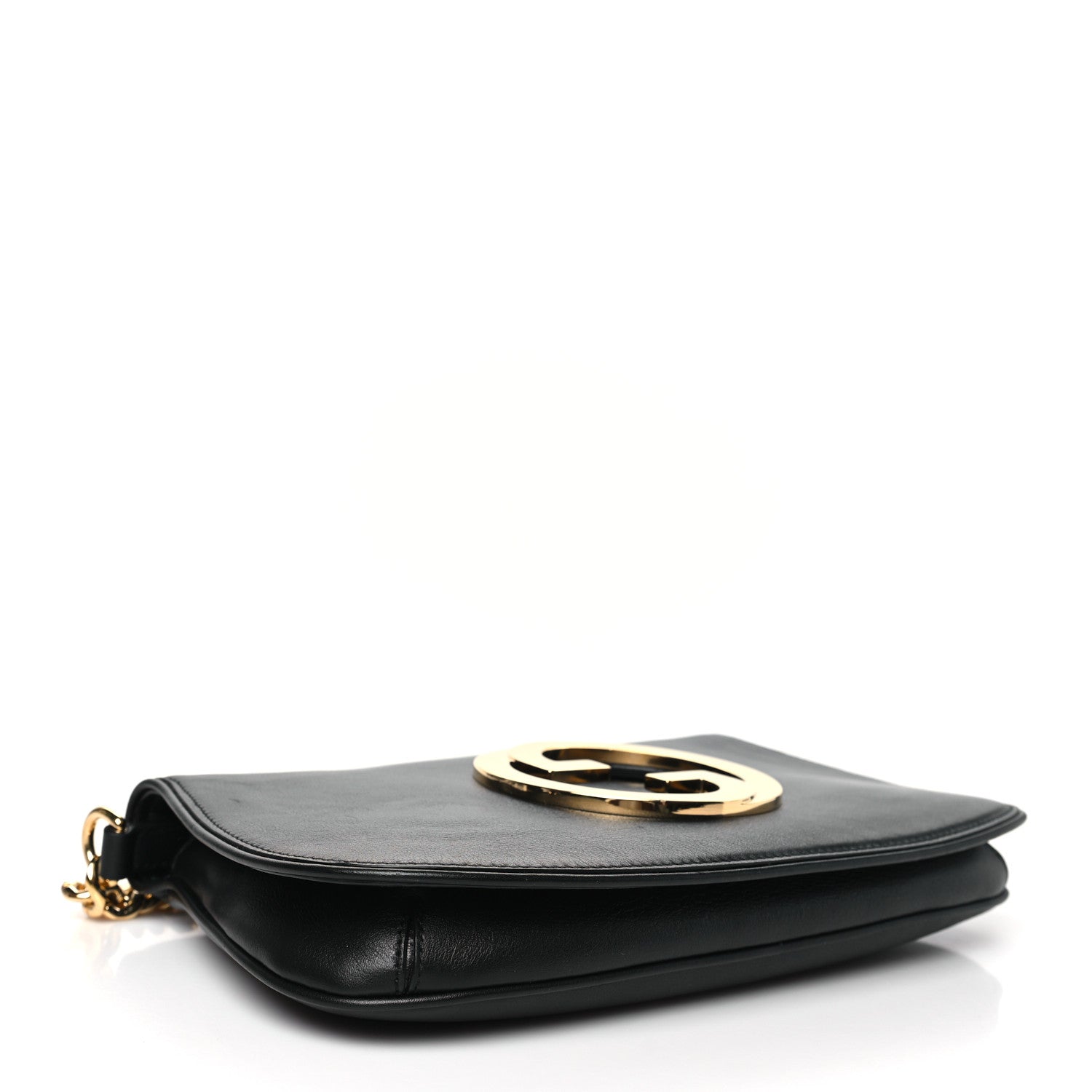 Roxy Calfskin Blondie Chain Shoulder Flap Bag Black