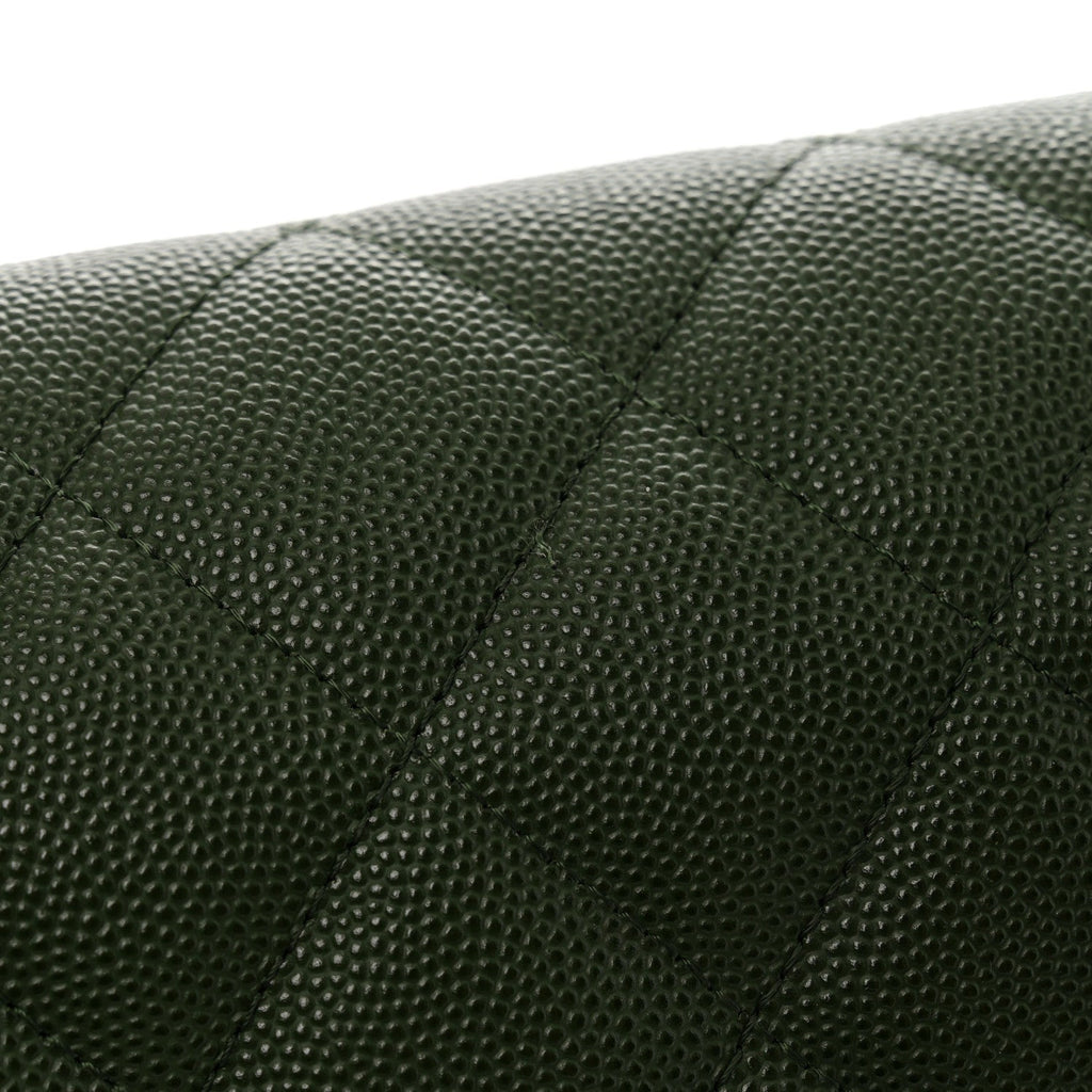 Caviar Quilted Jumbo Double Flap Green