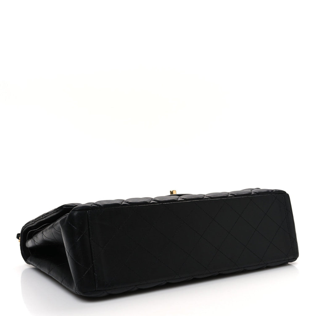 Lambskin Quilted Maxi Double Flap Black