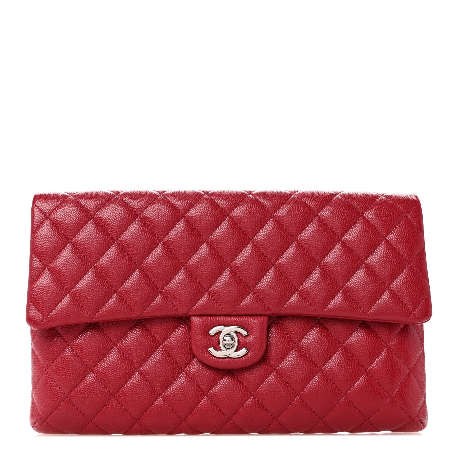 Caviar Quilted Flap Clutch Dark Pink