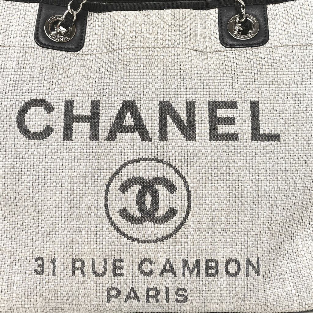 Woven Straw Raffia Small Deauville Tote Grey