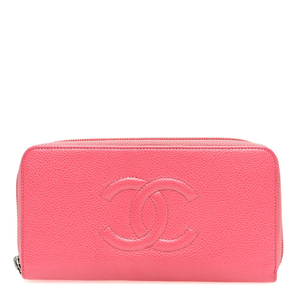 Caviar Large Timeless CC Zip Around Wallet Pink