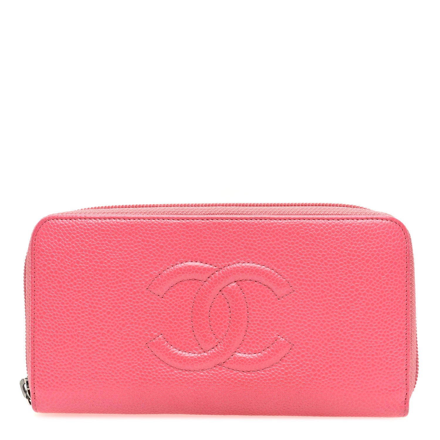 Caviar Large Timeless CC Zip Around Wallet Pink