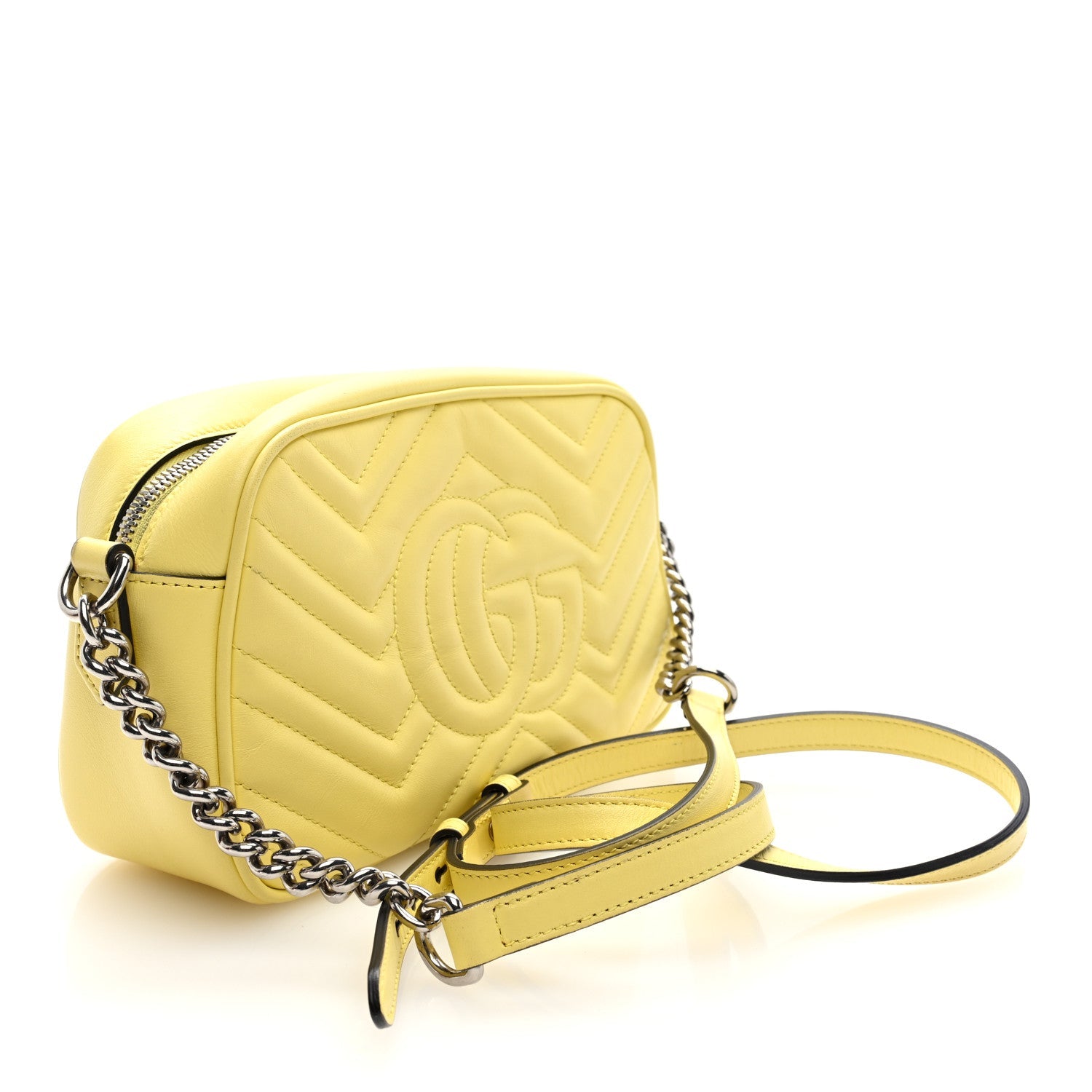 Calfskin Matelasse Small GG Marmont Chain Shoulder Bag Banana