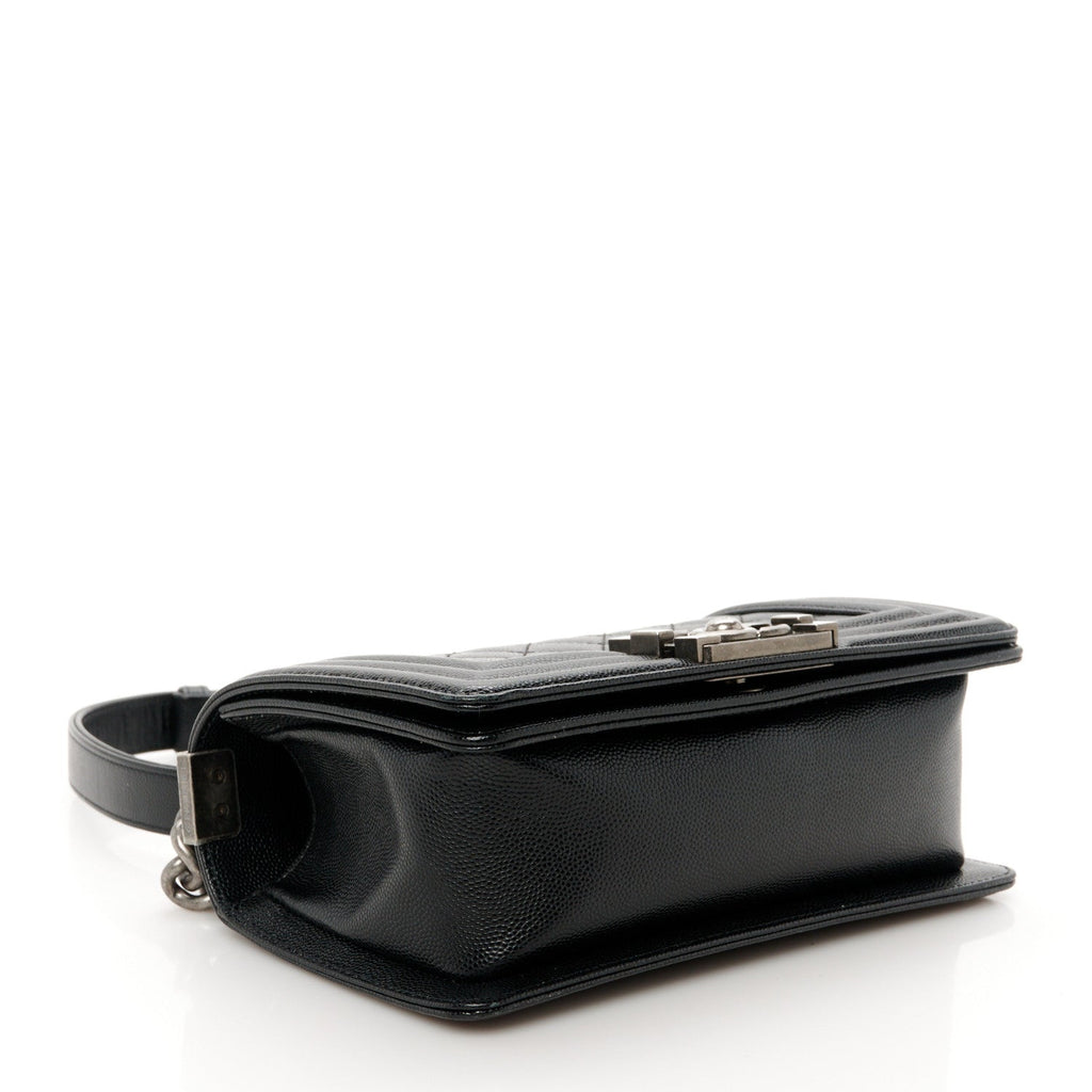 Caviar Quilted Small Boy Flap Black