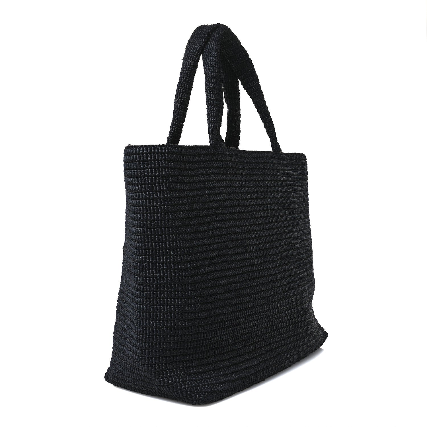 Raffia Logo Tote  Black