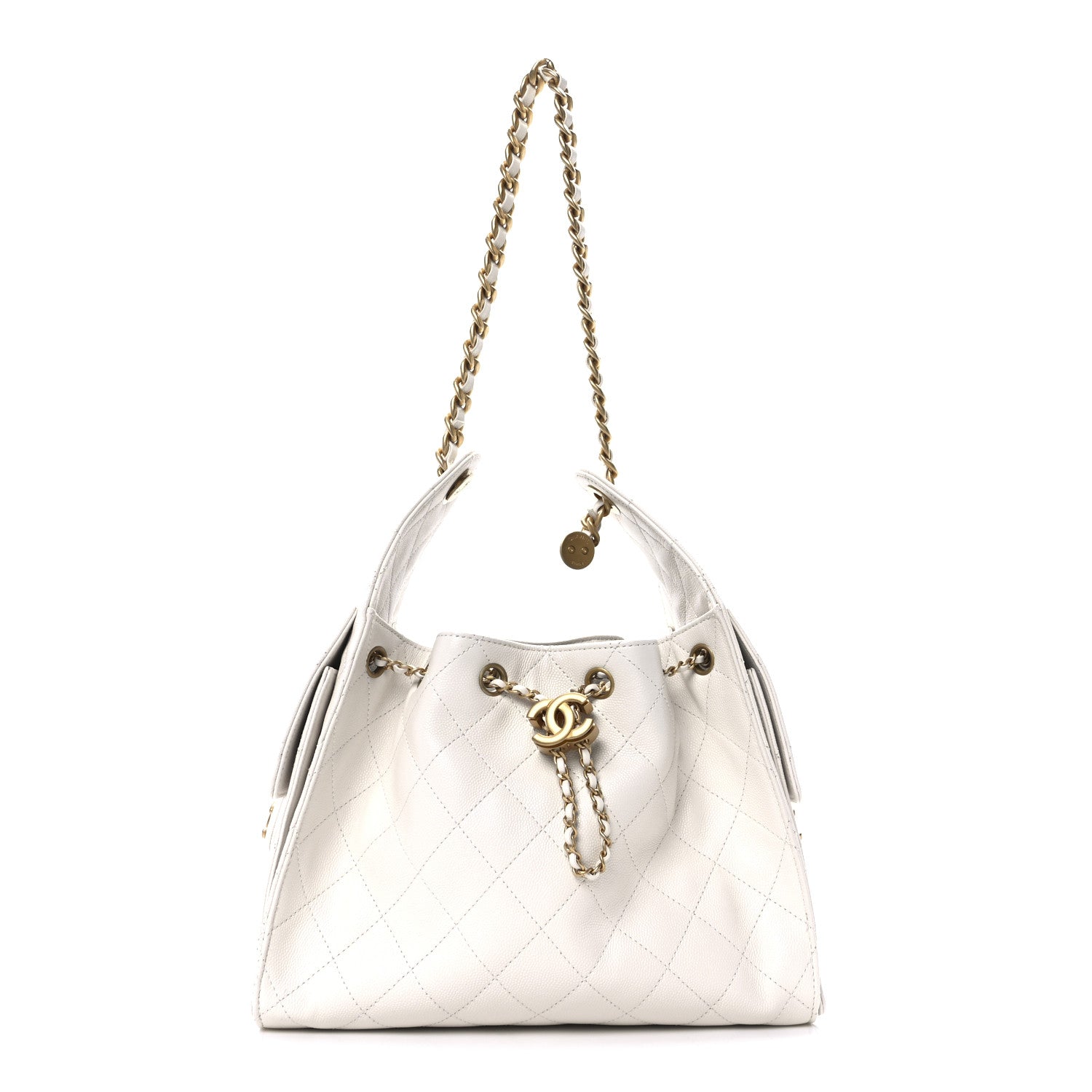 Caviar Quilted Small Chanel 25 Handbag White