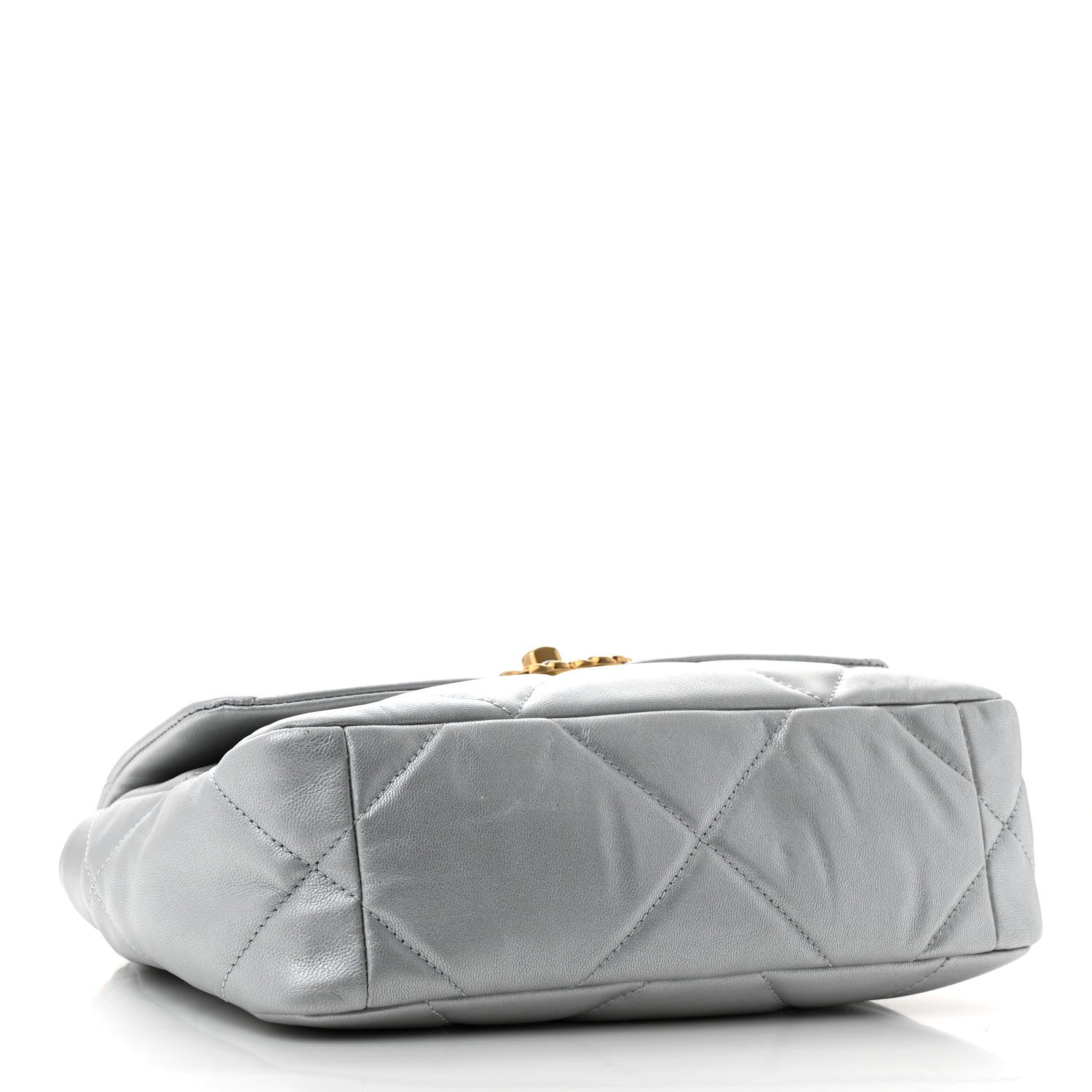 Metallic Lambskin Quilted Medium Chanel 19 Flap Silver