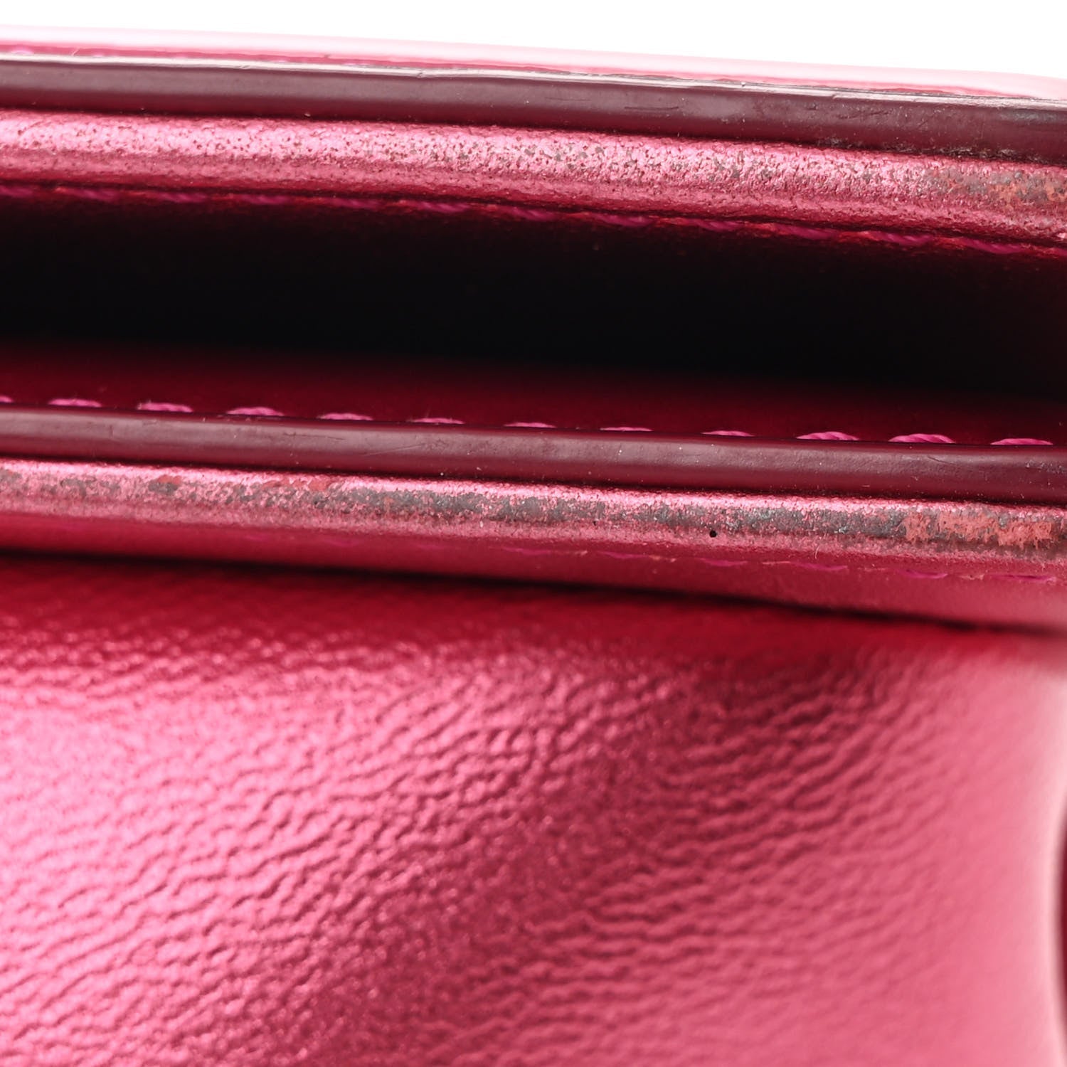 Metallic Patent Calfskin Quilted Small Boy Flap Pink