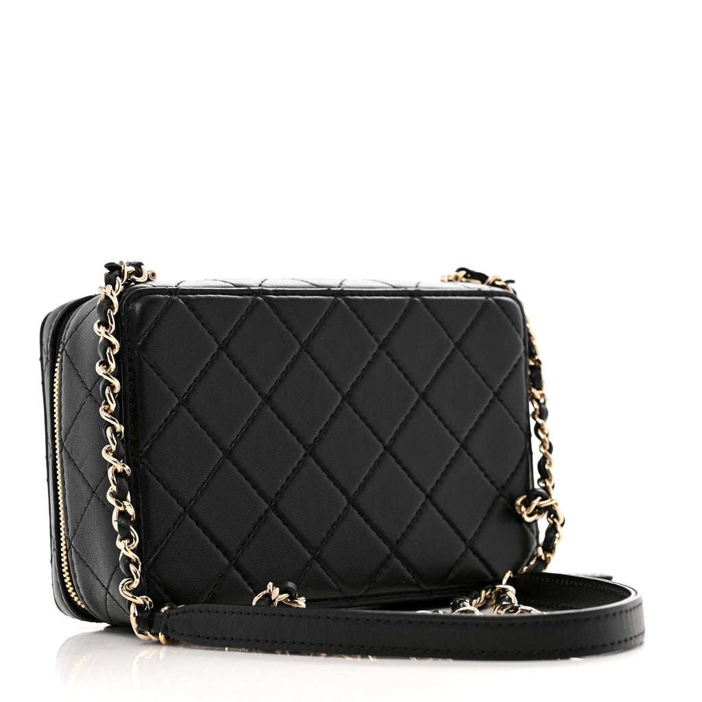 Lambskin Quilted Coco  Bag Black
