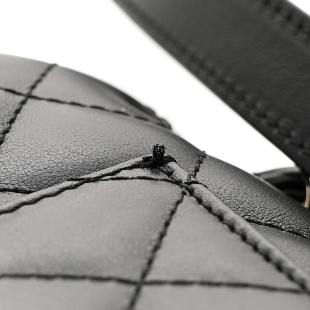 Calfskin Quilted CC Uniform Flap Belt Bag Black