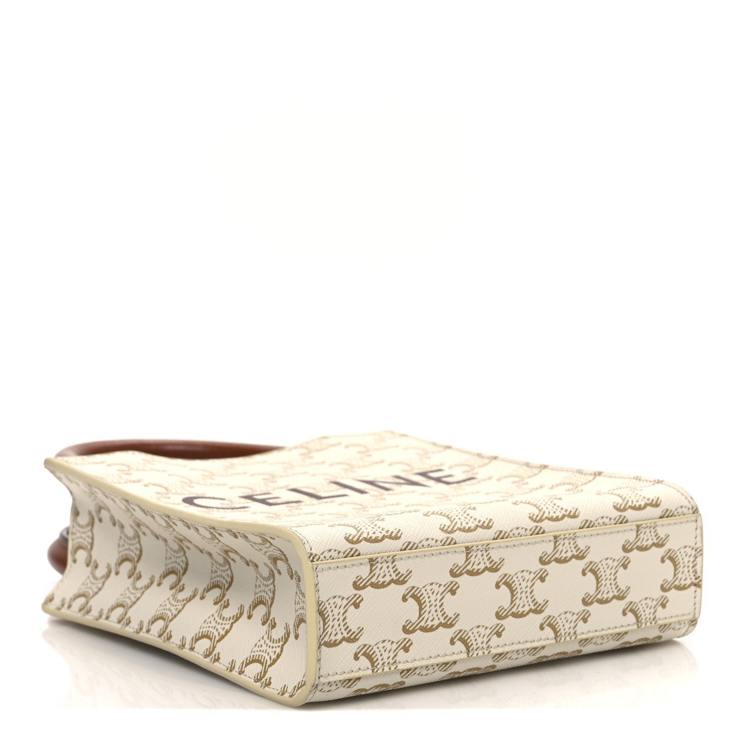 Triomphe Canvas Calfskin Mini Vertical Cabas White