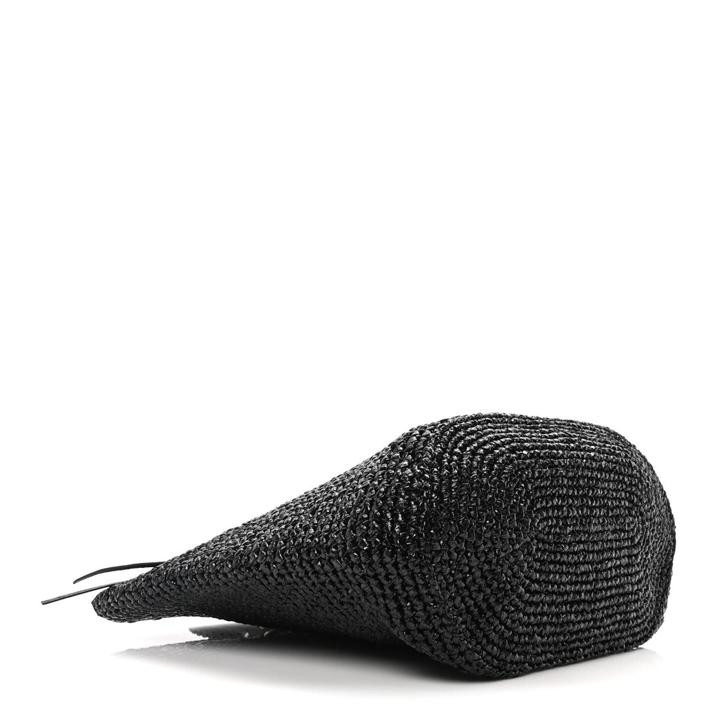 Raffia Woven Le Cagole Panier Tote Bag Black