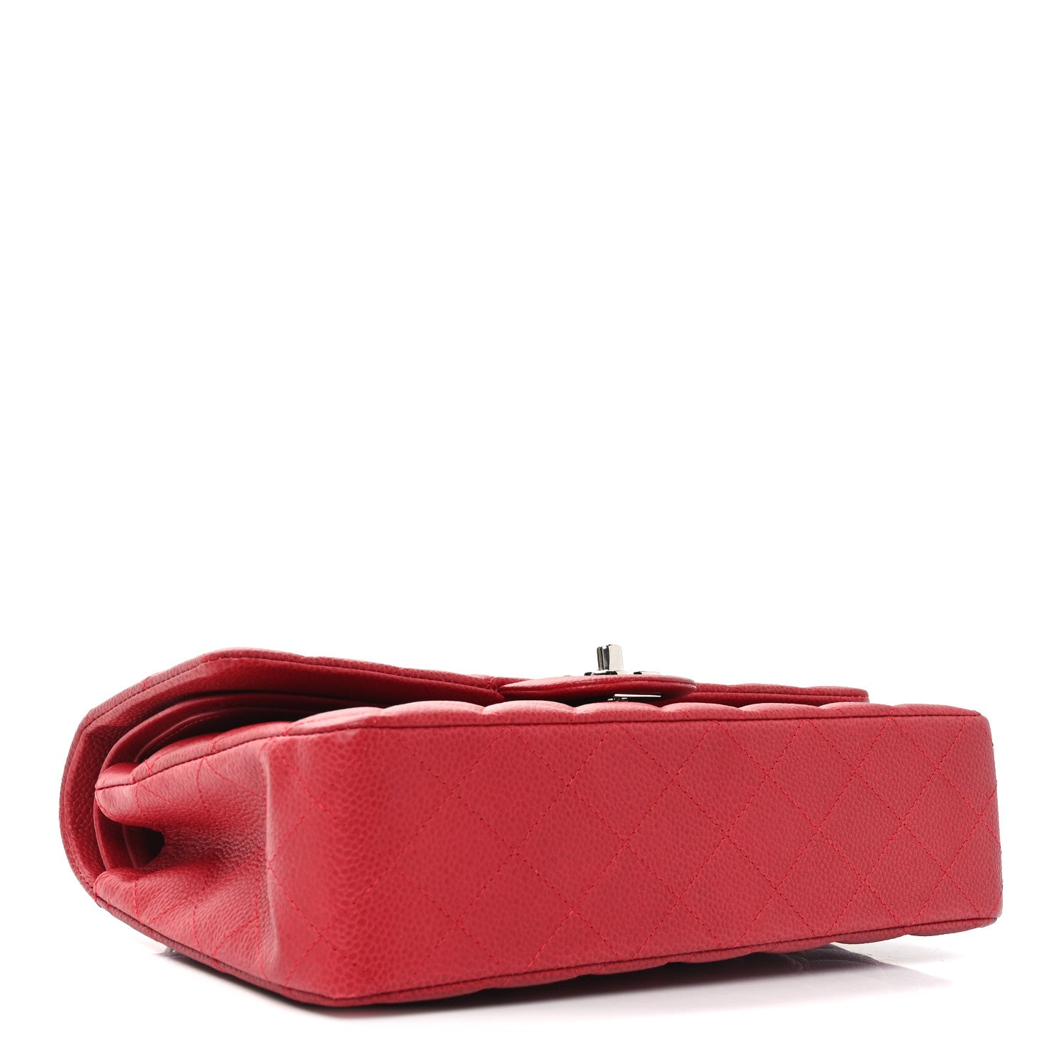 Caviar Quilted Medium Double Flap Dark Red