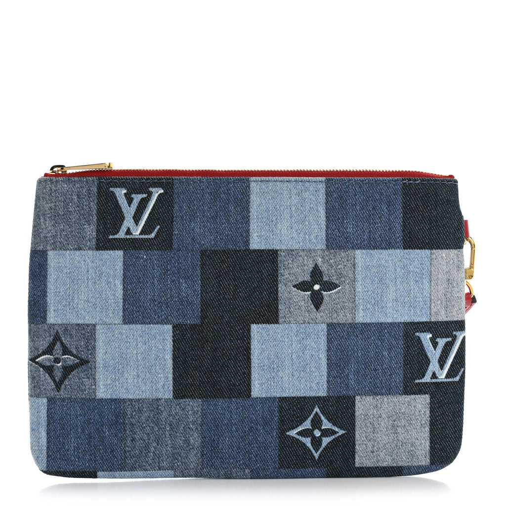 Denim Monogram Patchwork City Pouch Blue Rouge