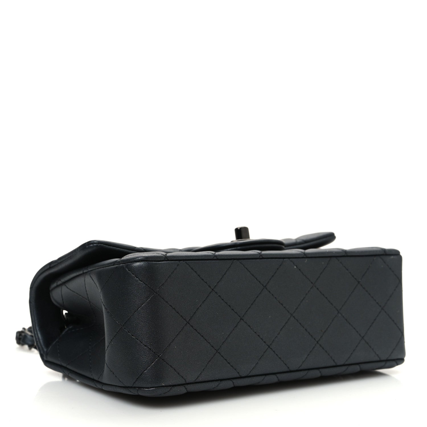 Pearly Lambskin Quilted Mini Rectangular Flap So Black