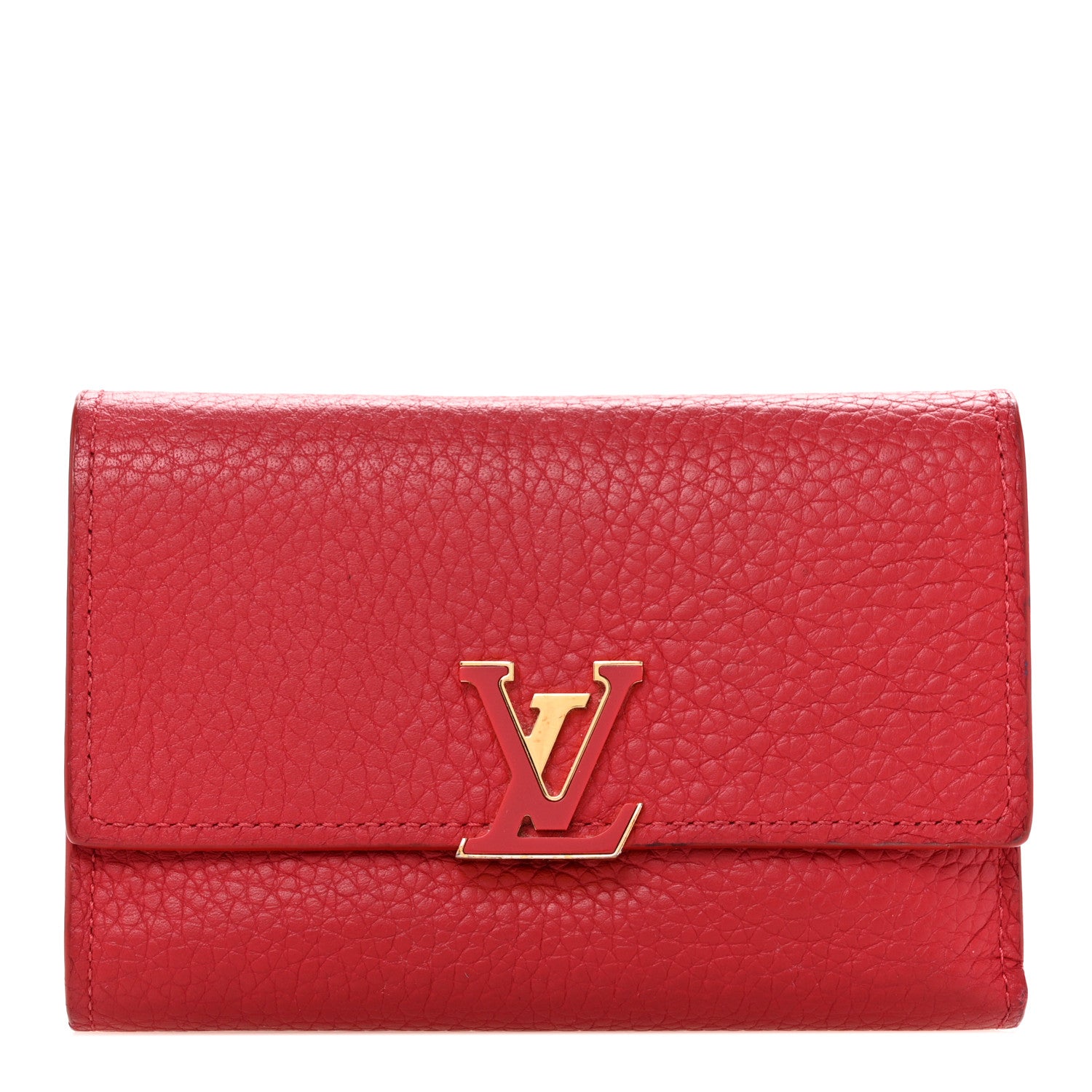 Taurillon Capucines Compact Wallet Rubis