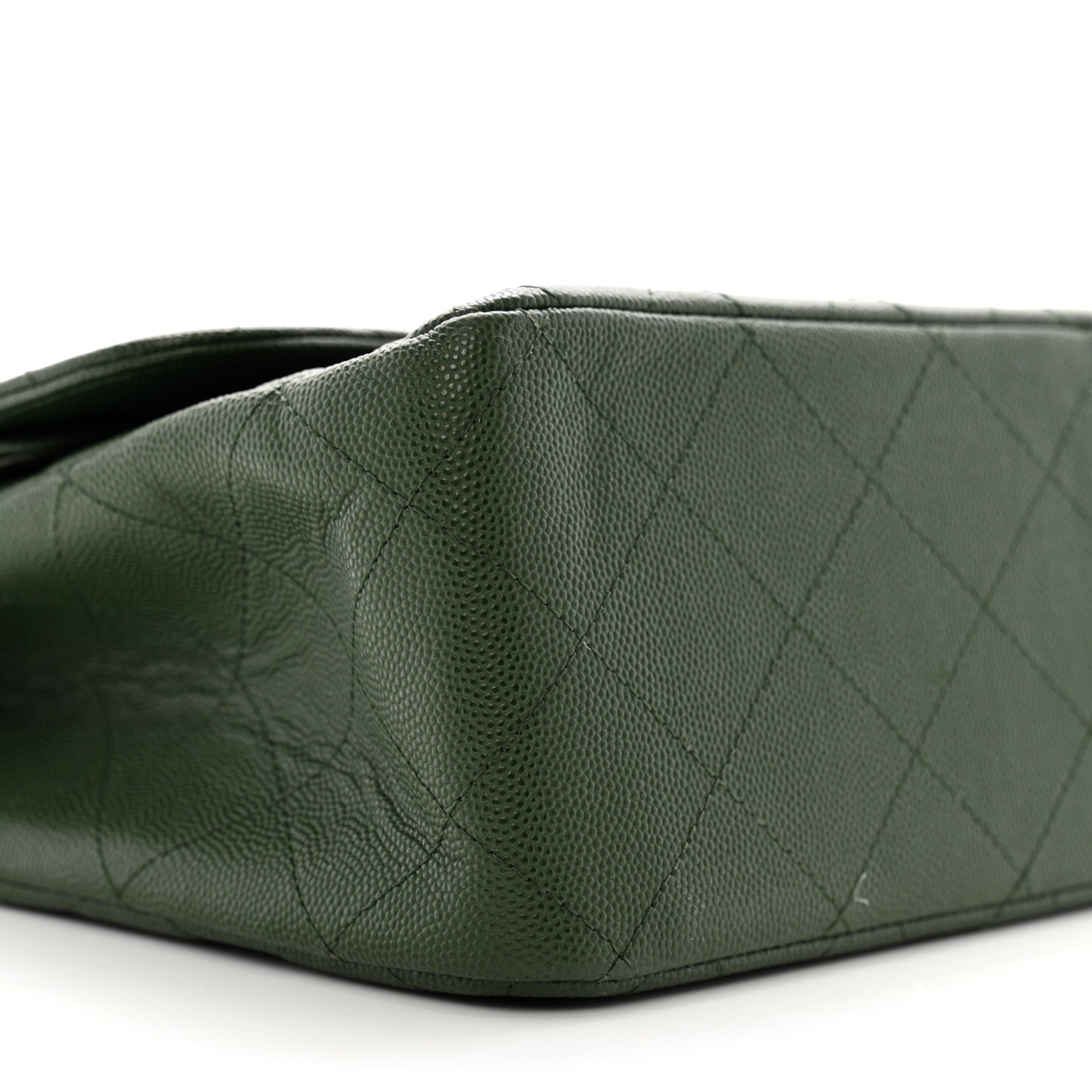 Caviar Quilted Jumbo Double Flap Green