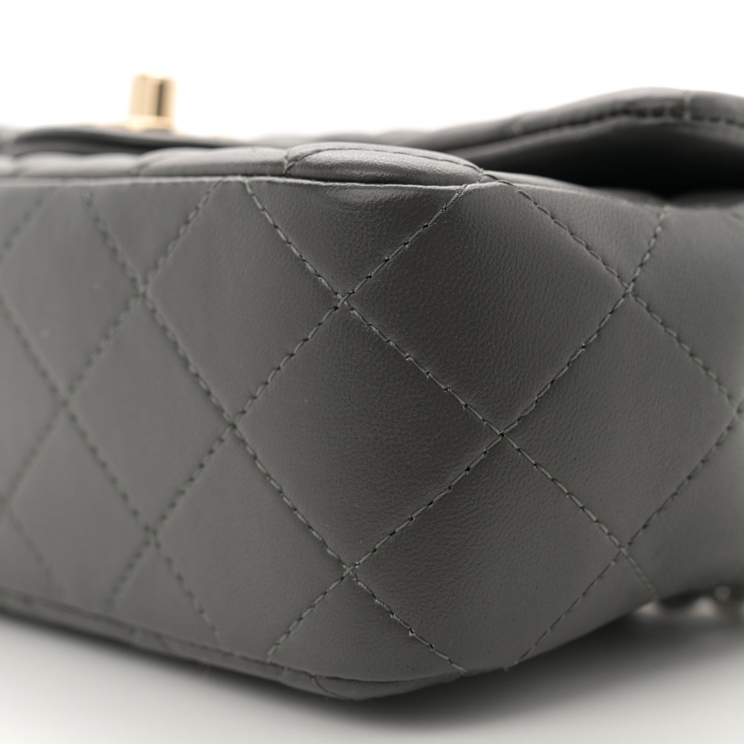 Lambskin Quilted Mini Rectangular Flap Dark Grey