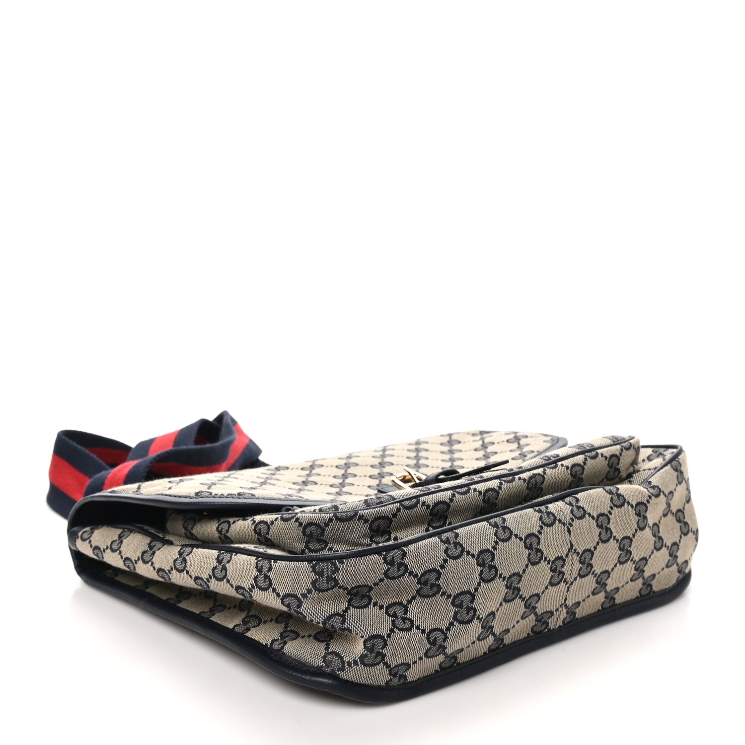 Monogram Web Childrens Messenger Bag Beige Navy