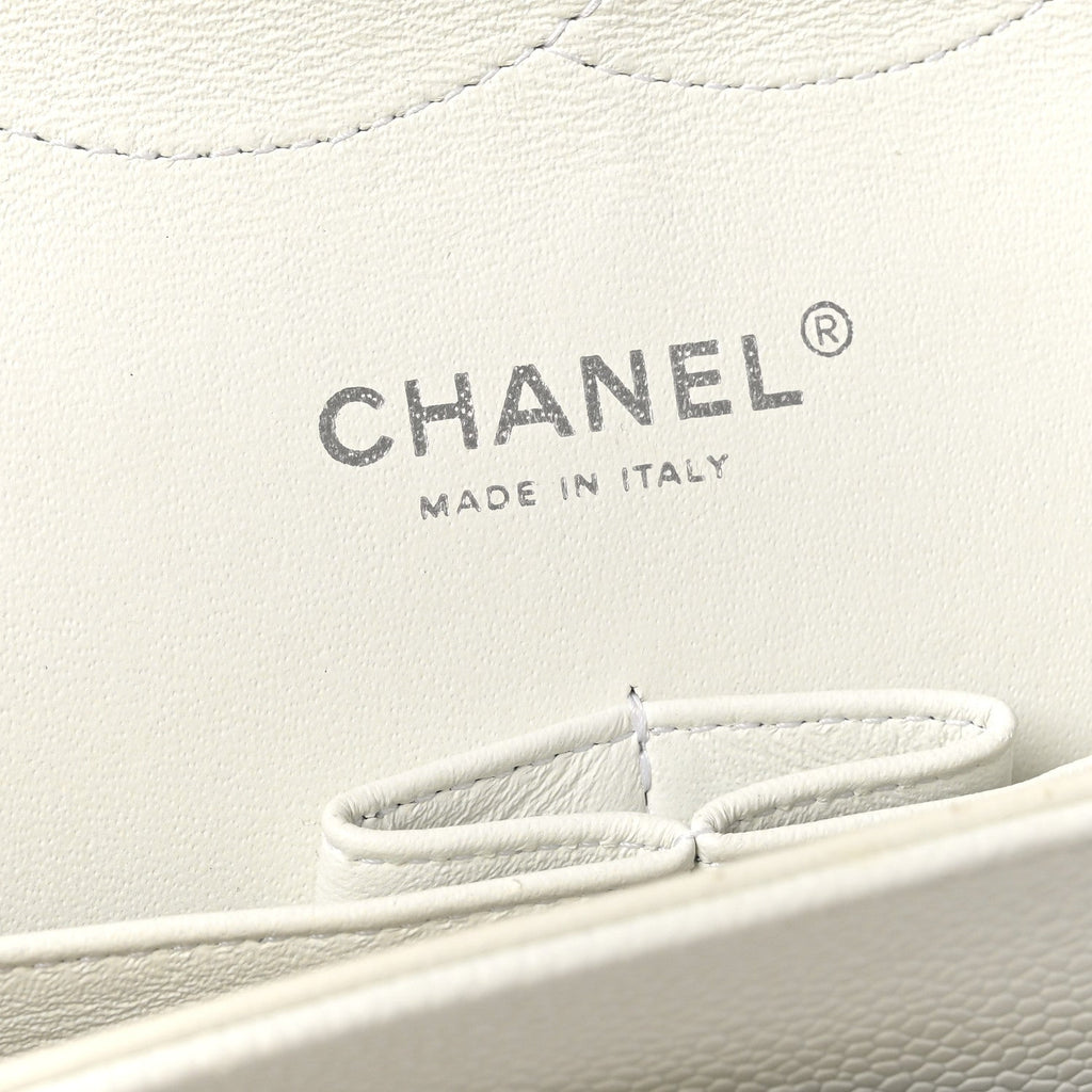Caviar Quilted Jumbo Double Flap White