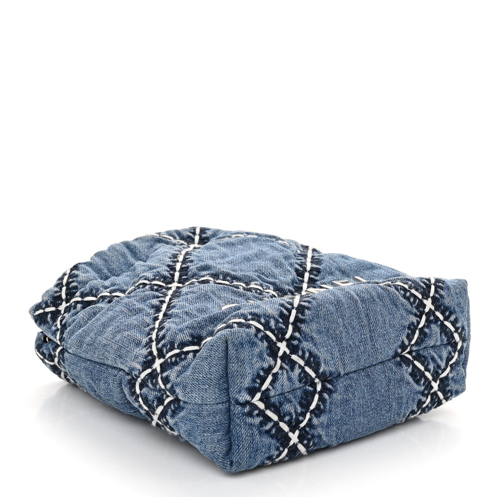Denim Stitched Quilted Mini Chanel 22 Blue